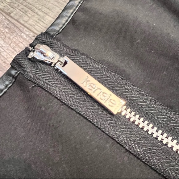 Kenzie Lace Faux Leather Black White Mini Dress Size Small Mixed Media Pockets - Picture 5 of 9